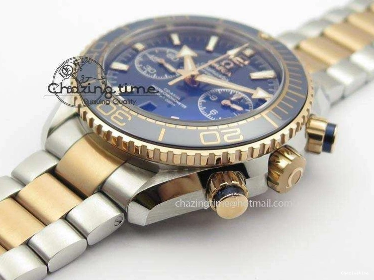0209 FlexibleFit Seamaster Professional Chrono SS RG Blue Ceramic Blue Dial On SS RG Bracelet A 8211